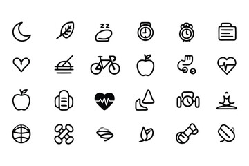 Healthy Lifestyle Vector Icon Set &ndash; Wellness Essentials