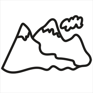 Mountain icon vector black and white