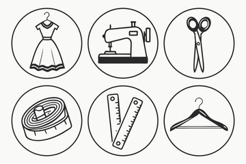 Sewing and Fashion Design Icons Collection.