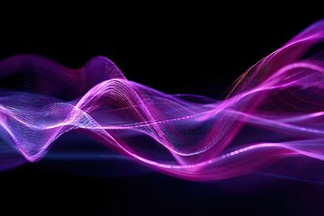 Abstract purple and pink wave pattern on black background
