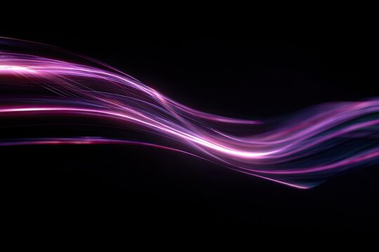 Abstract swirling purple light trails on black