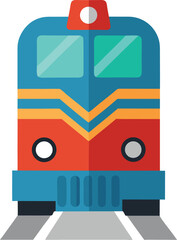Blue train front view flat icon
