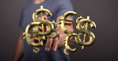 Image of interconnected dollar and euro symbols, representing global finance and currency exchange.
