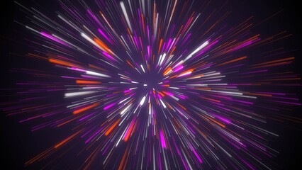 Obraz premium Abstract particle lines colorful rising awards stage on black background 4k illustration. 