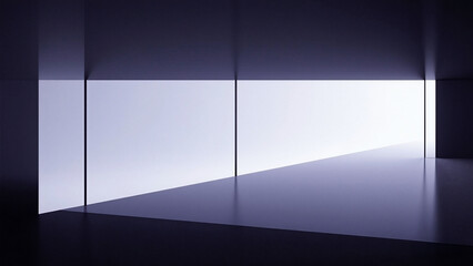 Minimal Futuristic Dark Interior with Geometric Light and Shadows