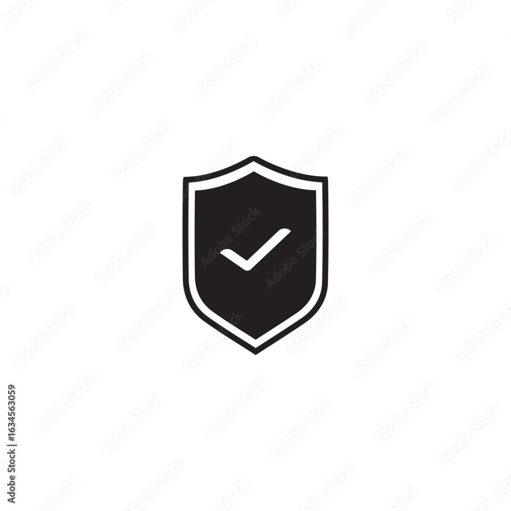 Poster security shields logotypes with check mark and padlock.eps10.