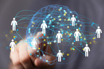 Image of a global network, showing interconnected people. Ideal for business, technology, and...