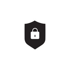 Abstract security vector icon illustration isolated on white background. Shield security icon. Lock security icon.