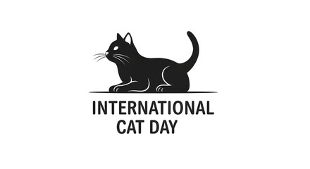 Chic black cat logo for International Cat Day celebration