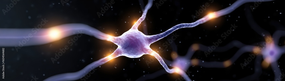 Poster a vibrant depiction of neurons interconnected, showcasing the intricate structure of nerve cells and