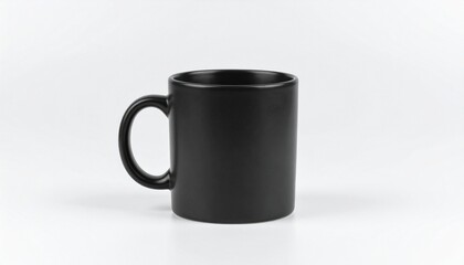 Fototapeta premium Matte black ceramic mug on white background.