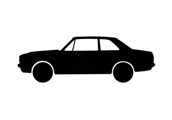 Obraz premium Silhouette of a classic car with a coupe body style and visible wheels on a white background