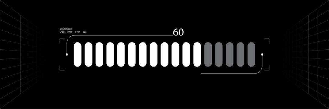 Futuristic Loading Bar HUD Interface - Digital Progress Bar UI Element for Cyberpunk Gaming and Tech Design. Vector Graphic