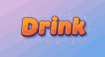 Playful 'Drink' text effect and typography from a vector alphabet. Bright orange letters for a fun beverage menu or game asset.