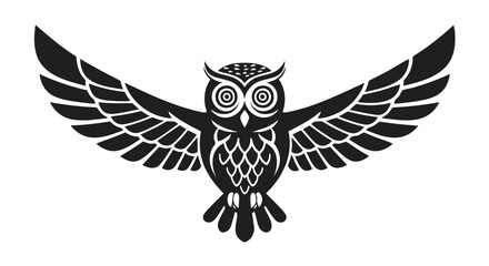 Obraz premium Vector Illustration of an Owl with Outstretched Wings in Modern Minimalist Style Black Color