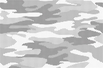 Abstract halftone background. Military camouflage effect dot seamless pattern texture. Dotted background as design element. Vector illustration.