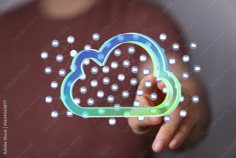 Poster secure cloud storage and data access. efficient network solutions for business.