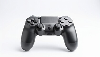 Black video game controller on a white background&mdash;symbolizing control, immersion, and the choreography of digital interaction.