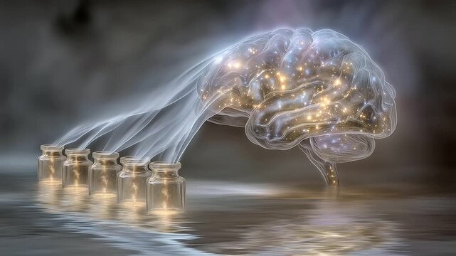 memory as liquid, fluid recollection, bottled memories, emotional water flow, cerebral stream, memory vials, brain fluid archive, neural liquid metaphor, soft data pool, thought