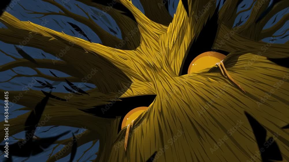 Poster unique abstract representation of an ancient tree with striking features and detailed textures