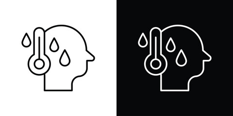 Fever icon art Illustrations. premium line icons