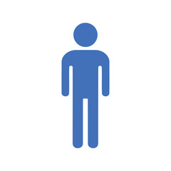 Blue simple male silhouette icon person pictogram isolated vector graphic