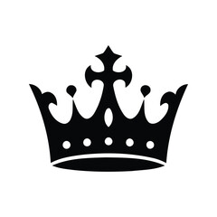 Black silhouette crown illustration royal emblem monarch symbol regal headwear isolated vector graphic