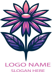Purple coneflower logo icon vector white background .