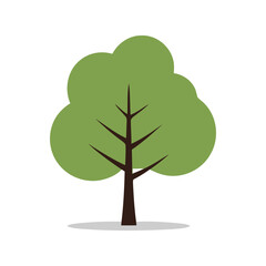 Simple green tree illustration stylized nature graphic flat design foliage isolated vector art