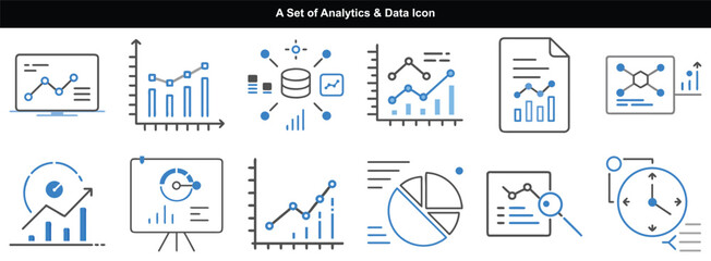 Obraz premium Line charts, pie diagrams, server racks, and graph documents show data analysis trends together