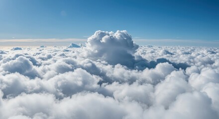 Fototapeta premium Aerial View of Cumulus Cloudscape: White Puffy Clouds Under a Blue Sky