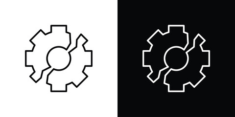 Broken gear icon art Illustrations. premium line icons