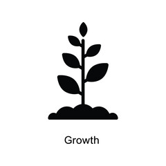 Black silhouette of a plant growing from soil symbolizing growth and development