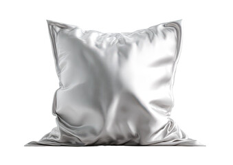Blank,  light gray pillow,  front view.  Smooth,  fabric texture