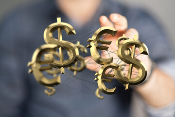 Image of interconnected dollar and euro symbols, representing global finance and currency exchange.