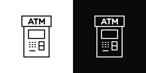 Atm icon art Illustrations. premium line icons
