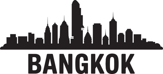 Obraz premium Bangkok Skyline Silhouette Vector Illustration Thailand Urban Cityscape Design Element