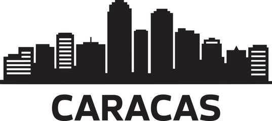 Fototapeta premium Caracas Skyline Silhouette Vector Illustration Showcasing Urban Landscape and Cityscape with Modern Buildings