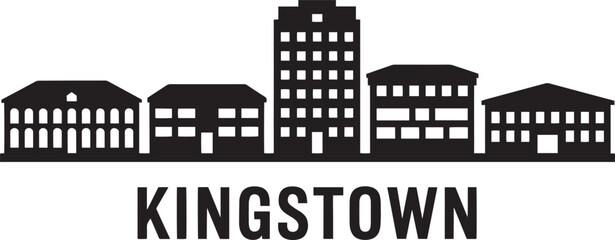 Obraz premium Detailed Silhouette of Kingstown Saint Vincent Skyline Vector Illustration with City Name Below