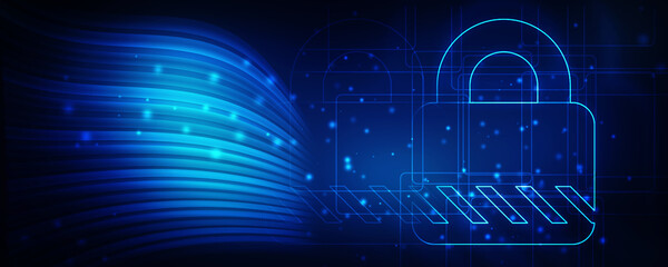 2d illustration Safety concept: Closed Padlock on digital background
