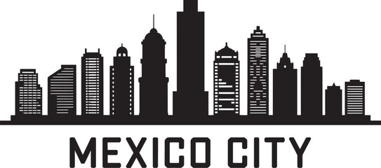 Mexico City Skyline Silhouette Vector Illustration Mexican Capital Cityscape Outline Design