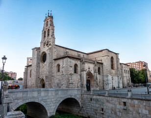 Obraz premium The Gothic church of San Lesmes Abad at dusk in Burgos. Castile and Leon, Spain