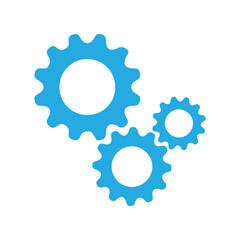 blue gears on white background