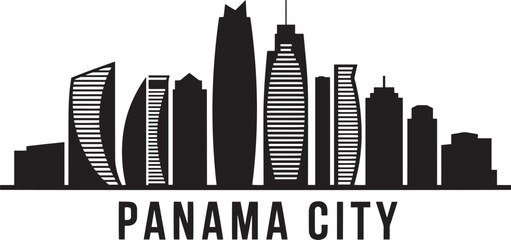 Obraz premium Panama City Skyline Silhouette Vector Illustration A Detailed Cityscape of Panama Capital City