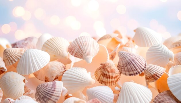 Seashell Collection with Bokeh Background for Summer Vibes