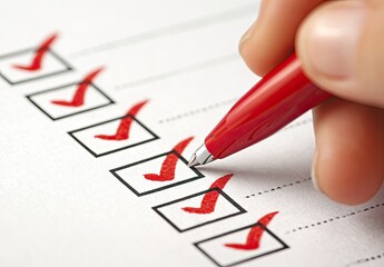 Hand checking items on a checklist