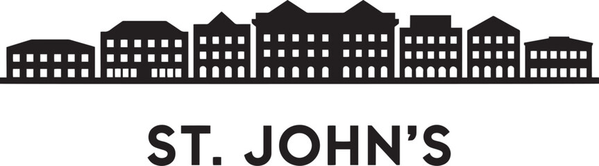 St. John's Skyline Silhouette Vector Illustration of Newfoundland and Labrador Cityscape Design