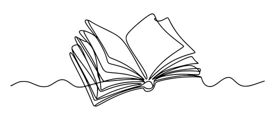 Open book with flowing pages and wavy lines vector