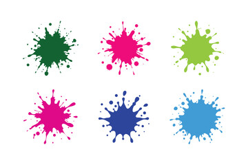 Paint Splash Vector Icons Abstract Colorful Ink Splatters