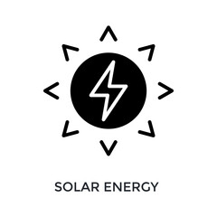 Solar Energy Icon Glyph Style. Vector Illustration For Graphic Design